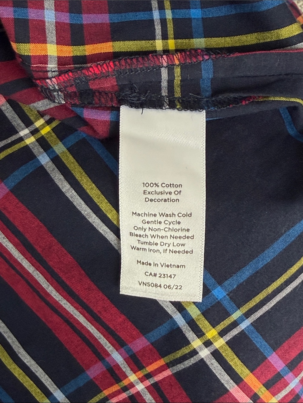 Talbots Cabin Plaid Split Neck Tunic Velvet Trim Cotton Top Small - Picture 13 of 15